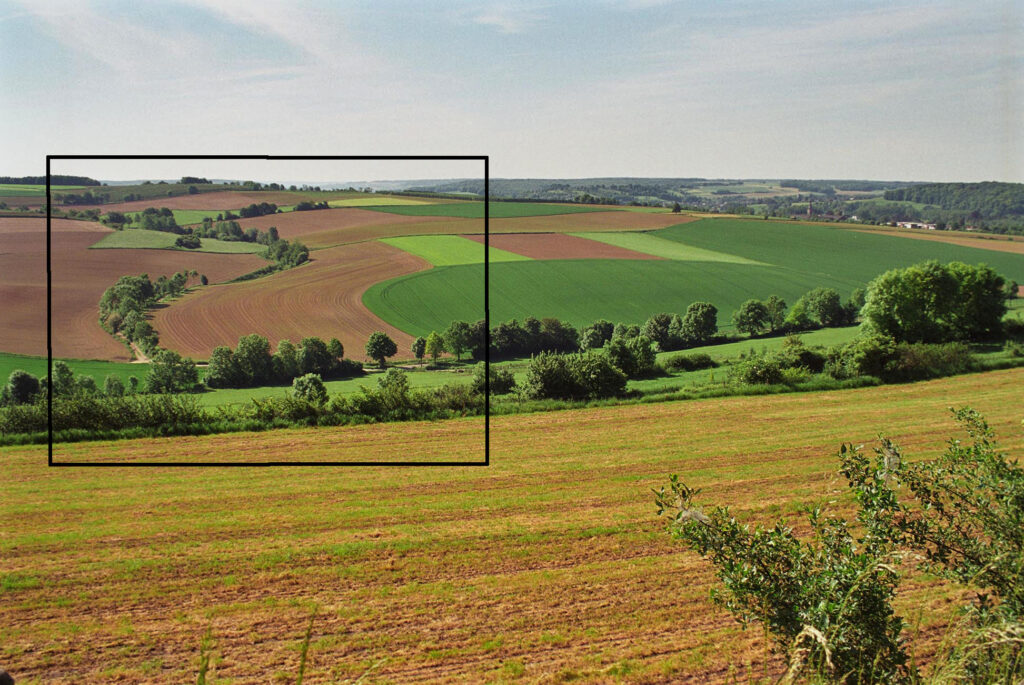 Landschap met zoom kader