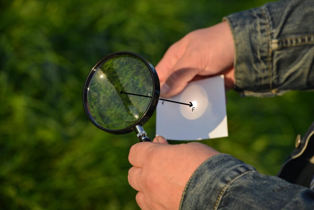 Vergrootglas met brandpunt